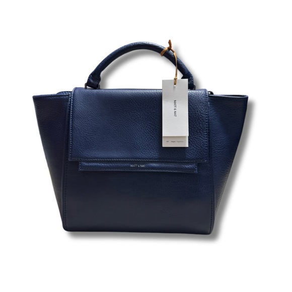 Matt & Nat Handbags - MATT & NAT Simoni Vegan Satchel Handbag, Dwell Collection - Allure Blue